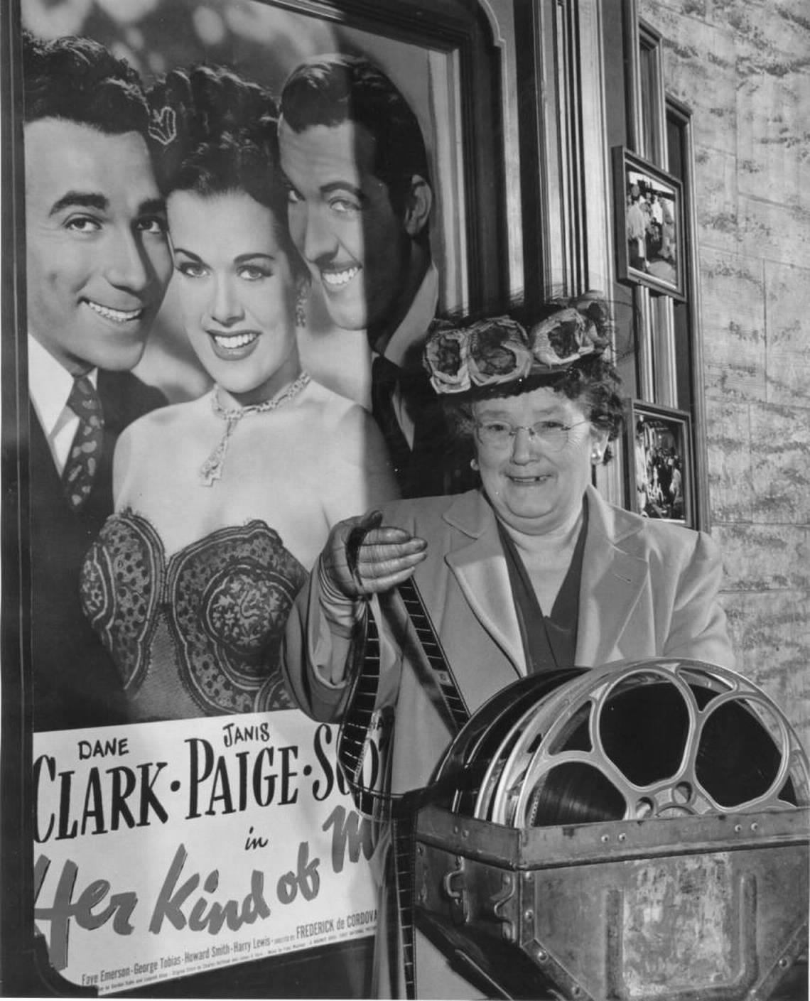 Mrs. F.F. Paige, the grandmother of the actress Janis Paige, was shown a special screening of the movie “Her Kind of Man” on Friday May 3, 1946 at the Music Box Theater in Tacoma. Warner Brothers sent a special print of the film to Tacoma because Mrs. Paige had been seriously ill. Courtesy/ Northwest Room at The Tacoma Public Library