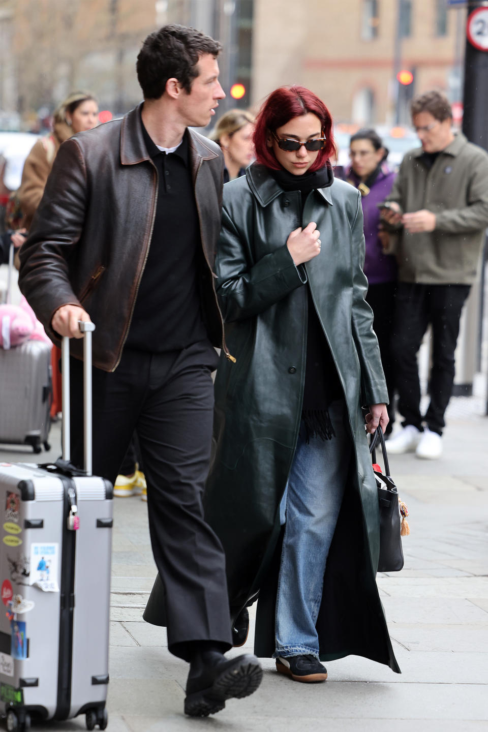 Dua Lipa, Callum Turner, London St Pancras Station