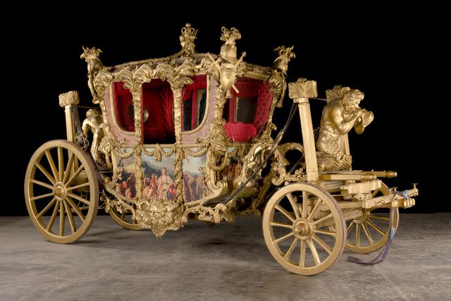 <p>Courtesy of Bonhams</p> Replica of the Gold State Coach from The Crown on Netflix.