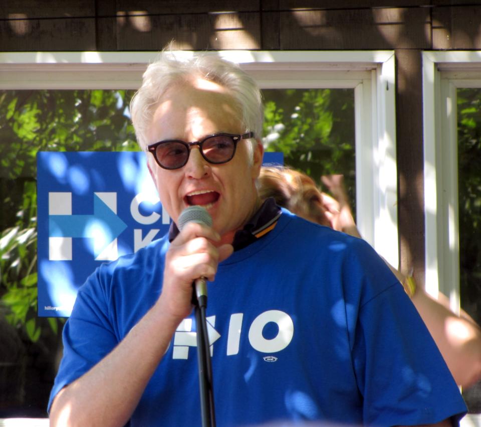 <span><span>Bradley Whitford speaking at a campaign rally </span><span>Dan Fleckner/Shutterstock</span></span>