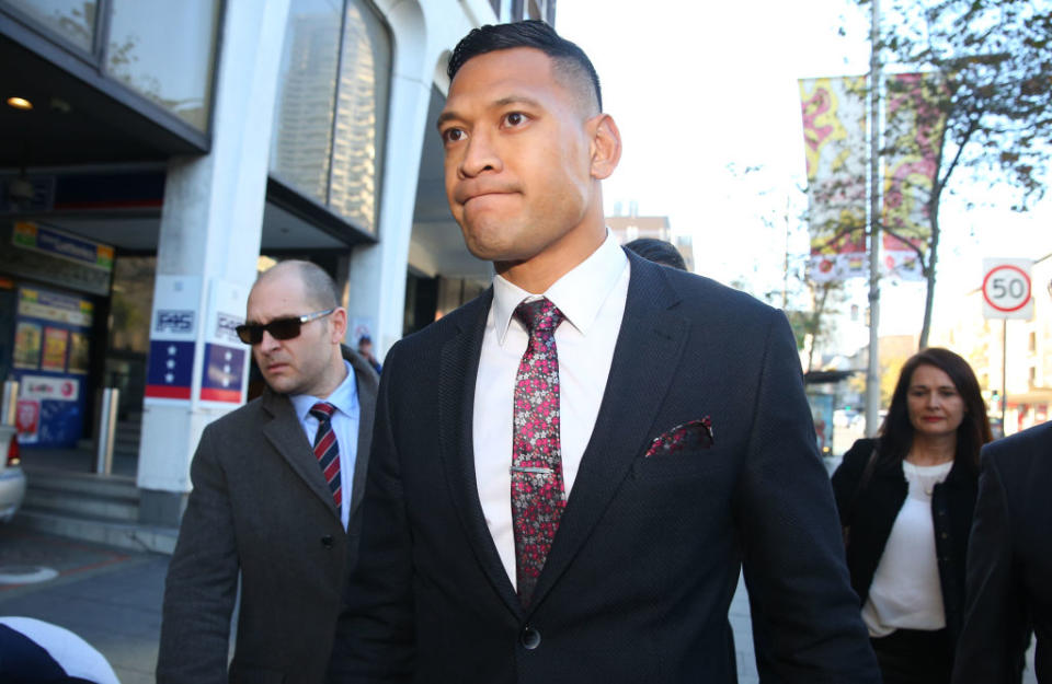 Israel Folau arrives ahead of his conciliation meeting with Rugby Australia at Fair Work Commission on June 28, 2019 in Sydney, Australia. (Photo by Don Arnold/Getty Images)