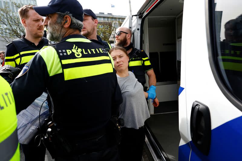 Climate activists try to block the A12 highway in The Hague