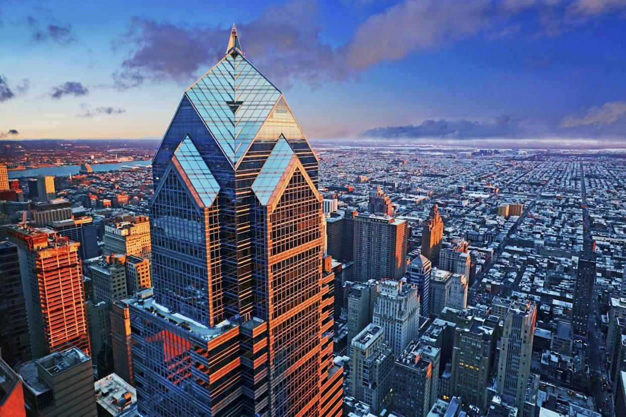 A full-time minimum wage worker in Philadelphia earns just over $15,000 a year with no vacation or sick days. <a href="https://www.gettyimages.com/detail/photo/aerial-view-of-the-two-liberty-place-skyscraper-at-royalty-free-image/948018862" rel="nofollow noopener" target="_blank" data-ylk="slk:Allan Baxter/The Image Bank Collection via Getty Images;elm:context_link;itc:0;sec:content-canvas" class="link ">Allan Baxter/The Image Bank Collection via Getty Images</a>