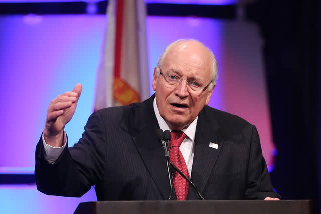 <p>Tom Benitez - Pool/Getty</p> Former Vice President Dick Cheney speaks at the Sunshine Summit opening dinner at Disney's Contemporary Resort on November 12, 2015