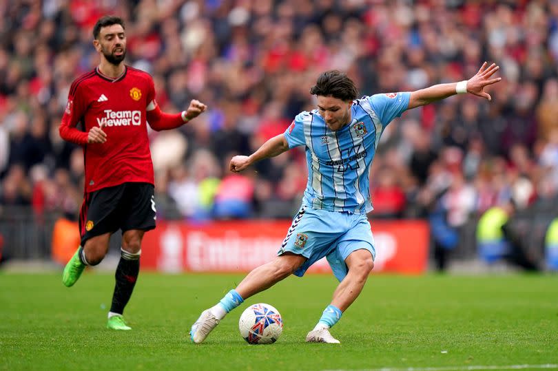 Coventry City's Callum O'Hare scores his side's second goal of the game