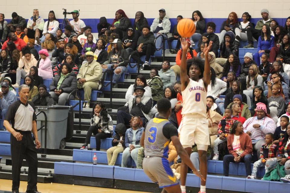 Johnson's Josh Quarterman launches a 3-point shot in a win over Beach on Jan. 6, 2024.