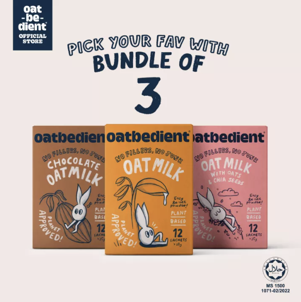 [Bundle of 3] Oatbedient Oat Milk Series (12 x 28g/ 35g). PHOTO: Lazada