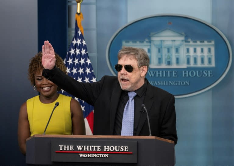 Mark Hamill played the powerful Jedi knight Luke Skywalker in 'Star Wars' and is a vocal supporter of President Joe Biden (ANDREW CABALLERO-REYNOLDS)
