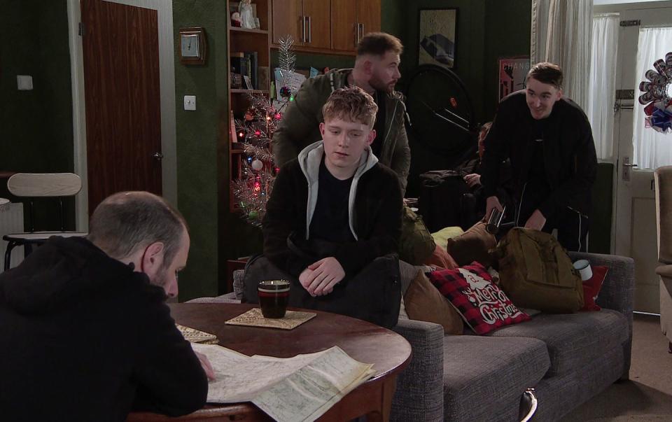 Wednesday, December 21: Max is heading off on a camping trip with Griff, despite protests from David