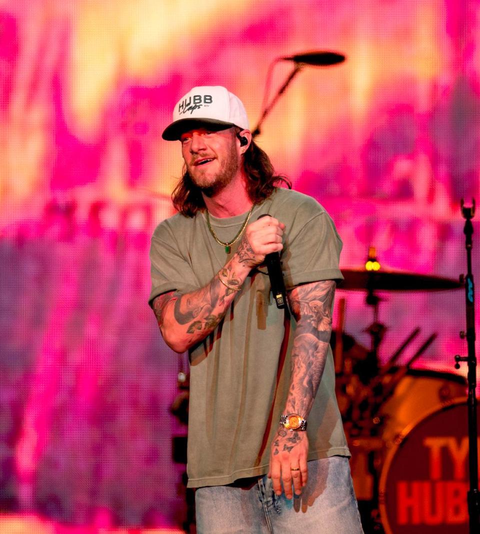 Tyler Hubbard opens for Kane Brown on the “In The Air Tour” to Raleigh, N.C.’s PNC Arena, Friday night, June 7, 2024.