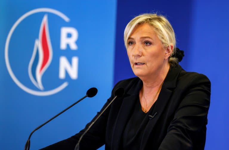 Marine Le Pen lors d'une réunion politique le 19 octobre 2020 au siège de son parti le Rassemblement National, à Nanterre - Thomas SAMSON © 2019 AFP