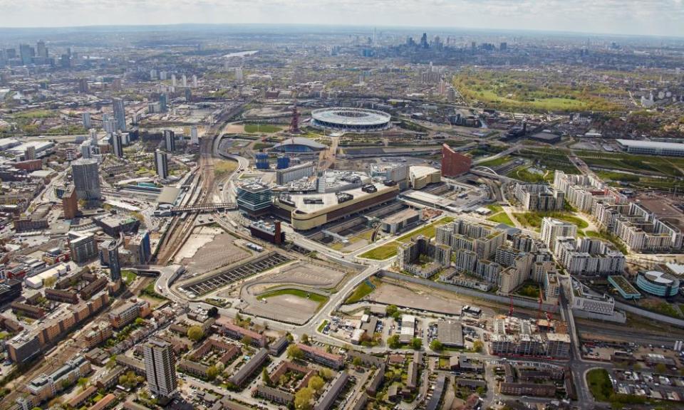 The proposed site is a triangular wedge of land behind Stratford station.