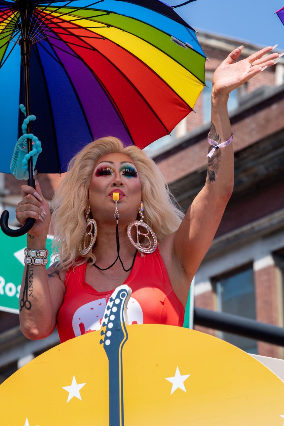 People crowd the sidewalk on Broadway watching the Pride Festival Parade in Nashville, Tenn., Saturday, June 25, 2022. 