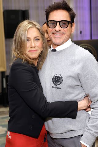 <p>Stefanie Keenan/Getty</p> Jennifer Aniston and Robert Downey Jr. on Jan. 12, 2024