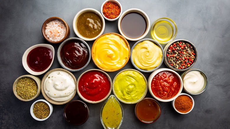 various sauces and dips