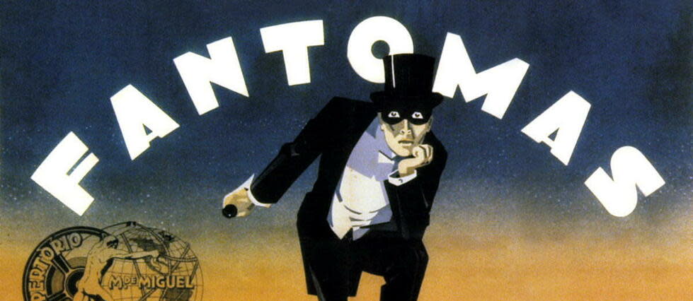 Une affiche d'un film Fantomas, datant de 1913-1915, réalisé par Louis Feuillade.    - Credit:GAUMONT / Collection ChristopheL via AFP