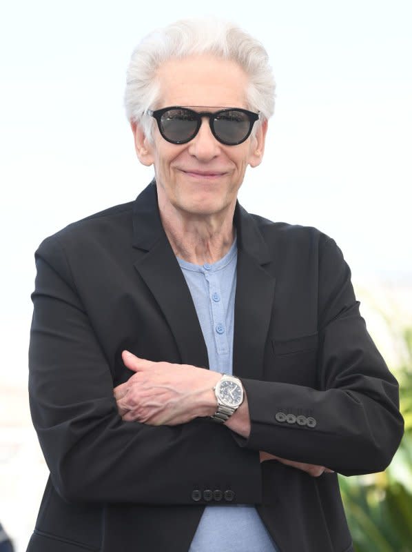 David Cronenberg attends the photo call for "Crimes of the Future" at Palais des Festivals at the 75th Cannes Film Festival in France on May 24, 2022. The filmmaker turns 81 on March 15. File Photo by Rune Hellestad/UPI