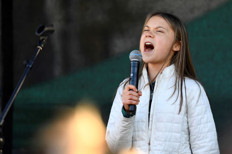 FILE PHOTO: Swedish climate activist Greta Thunberg takes part in a Global Climate Strike of the movement Fridays for Future in central Stockholm