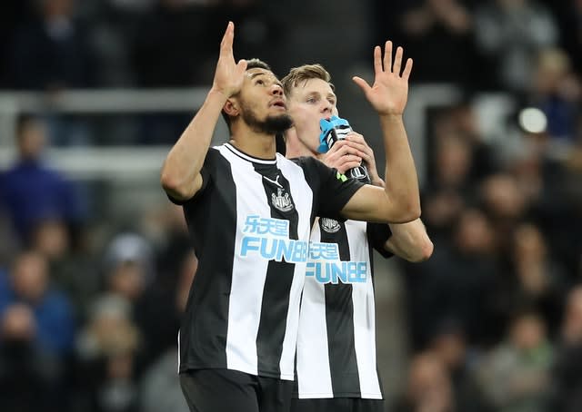 Joelinton celebrates his rare goal