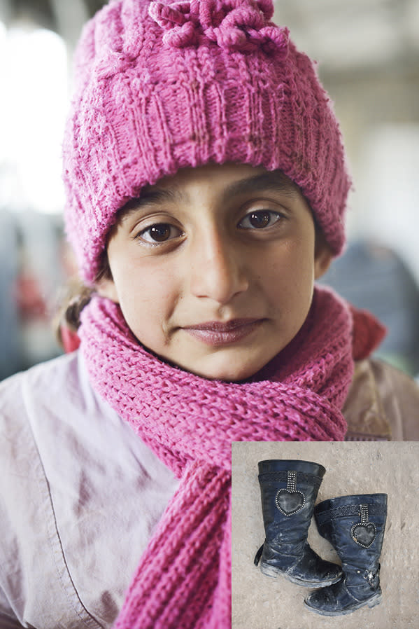 <b>“When we fled our village, bodies laid in the streets”</b> <b>Rawa’a, nine, fled a massacre inher village. She escaped with her mother and a neighbour, Wael.</b> <b>Wael:</b> “The Syrian army entered our village and started burning and destroying the houses of anyone who could have been working with the Free Syrian Army. They shot people in their homes and on the street. Dozens of people were killed. No-one was buried properly. We escaped to the nearby town and returned home to find bodies strewn on the streets. “The soldiers put us all in a school hall and made us sing in support of President Bashar al-Assad. Guns were pointed at us and we knew we had to, even though he had destroyed our homes and our lives. We arrived in Jordan last night. It took us days to get here.” <b>Ra’wa</b>: “These are not my favourite shoes. The army stole [my favourite pair]. They took everything from my house. I used to play all day. The boys played outside and I played with them, too. We used to run and see who could jump up onto the high wall at the side of the street. In school, I liked all my subjects. “The journey here was awful. I was scared. I had to stand up in the back of a truck and, as it went over the sand dunes, I felt like I was going to fall.”