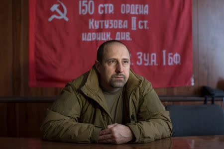 Commander of the so-called Vostok battalion (Eastern battalion) Alexander Khodakovsky speaks during an interview with Reuters in the controlled by forces of the self-proclaimed Donetsk People's Republic Donetsk city, Ukraine, September 17, 2014. REUTERS/Marko Djurica/File Photo