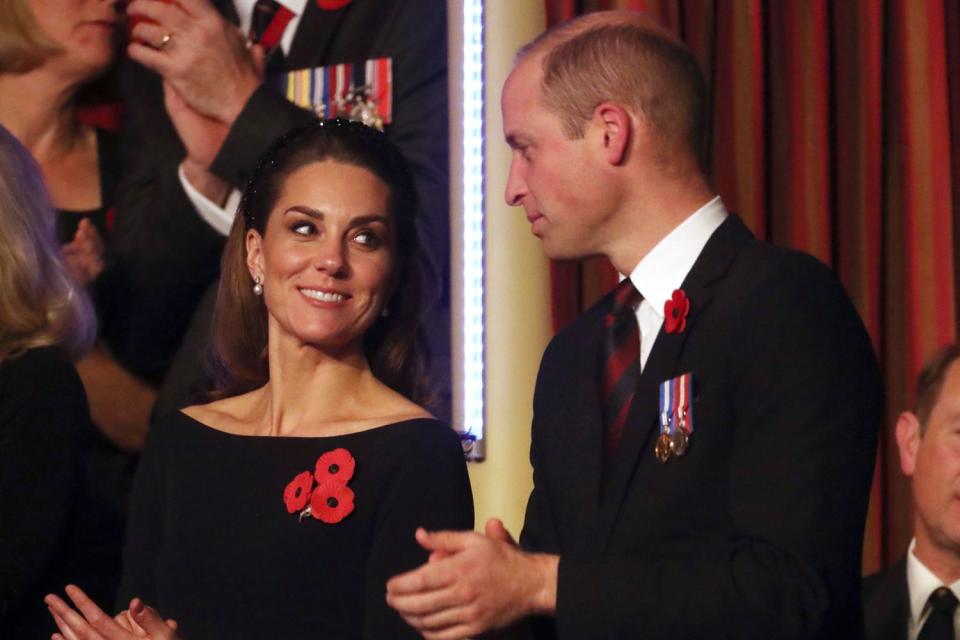 <p>CHRIS JACKSON/POOL/AFP via Getty</p> Kate Middleton and Prince William attend the Royal British Legion Festival of Remembrance at Royal Albert Hall in London in 2019.