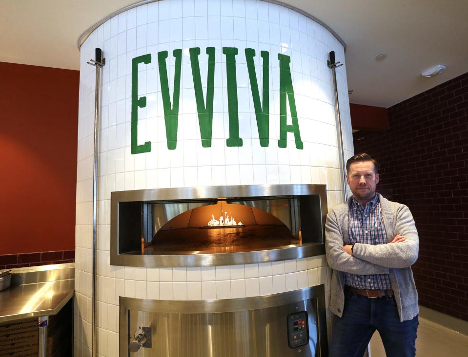 Charles Belanger of Evviva Trattoria in Rochester looks forward to patrons enjoying food, especially pizza from the Wood Stone hearth oven.