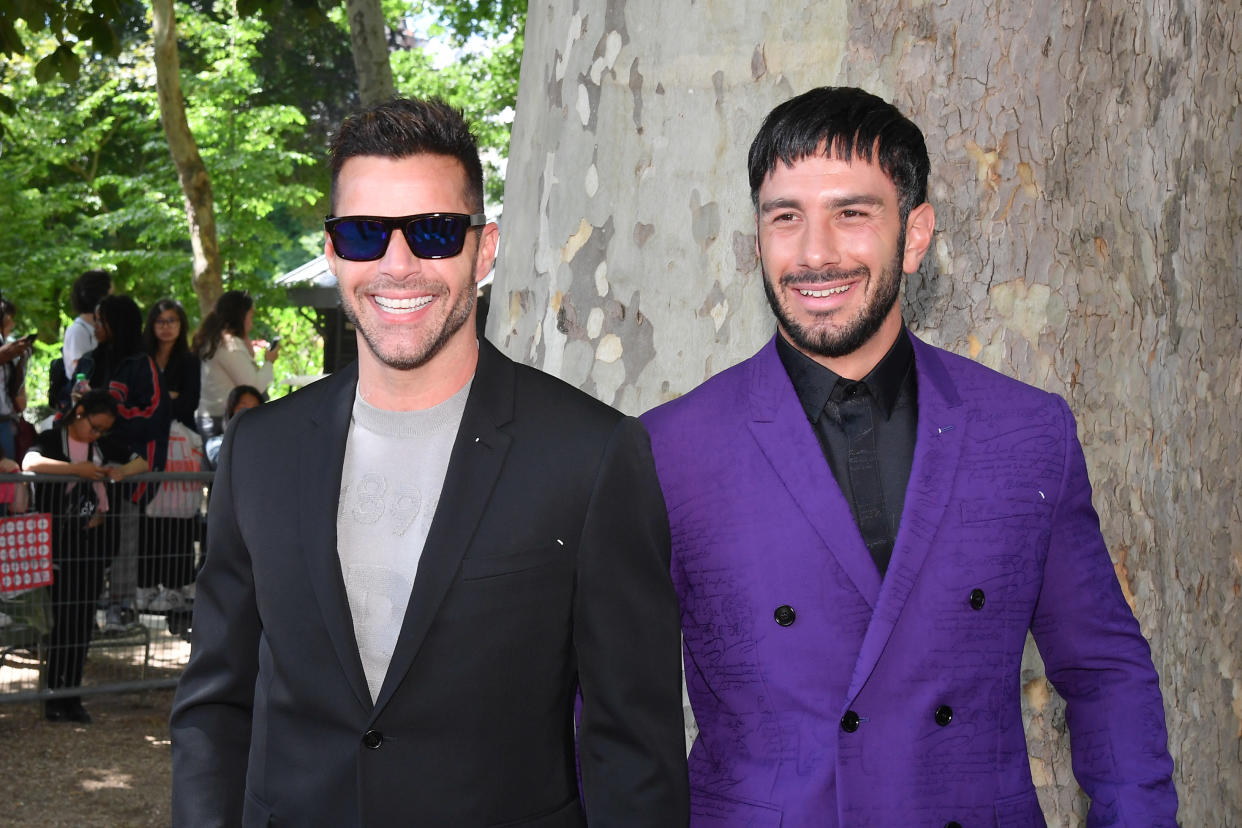 PARIS, FRANCE - JUNE 21: Ricky Martin and Jwan Yosef attend the Berluti Menswear Spring Summer 2020 show as part of Paris Fashion Week on June 21, 2019 in Paris, France. (Photo by Stephane Cardinale - Corbis/Corbis via Getty Images)