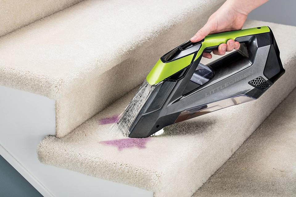 Save 9% on the Bissell Little Green Cordless Portable Carpet Cleaner. Image via Amazon.
