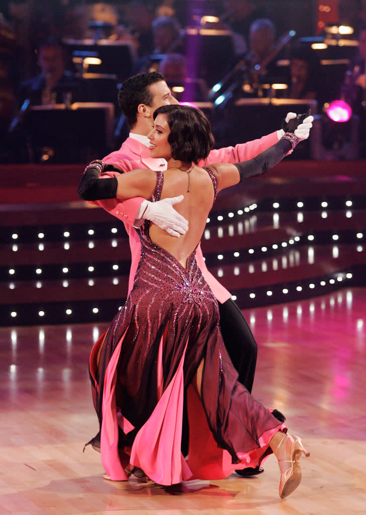 Kim Kardashian and Mark Ballas perform a dance on the seventh season of Dancing with the Stars.