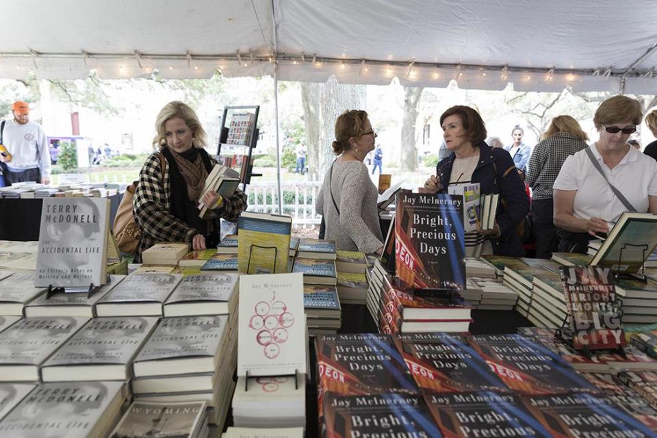 Readers browse for books at the Savannah Book Festival.