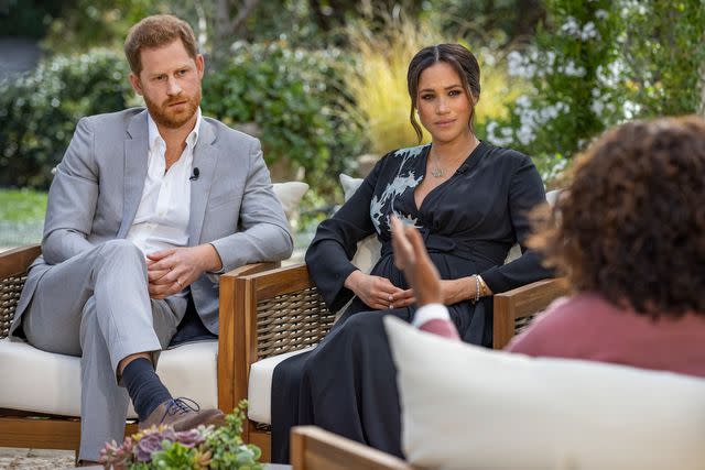 Joe Pugliese/Harpo Productions Prince Harry and Meghan Markle during their interview with Oprah Winfrey