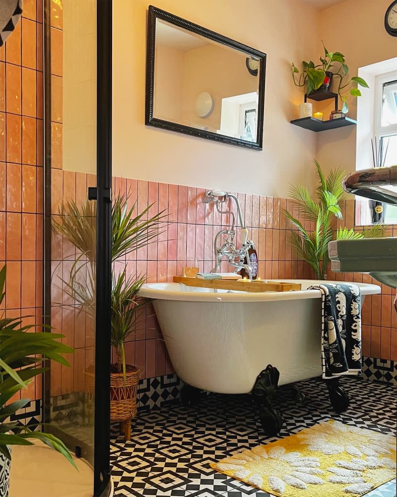 Clawfoot tub in newly renovated bathroom.