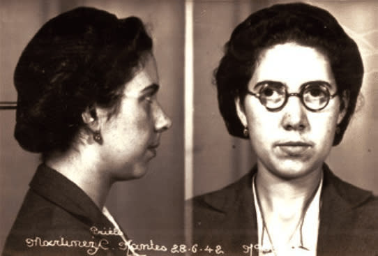 Ficha policial de Costanza Martínez Prieto al ser detenida en Nantes en 1942.