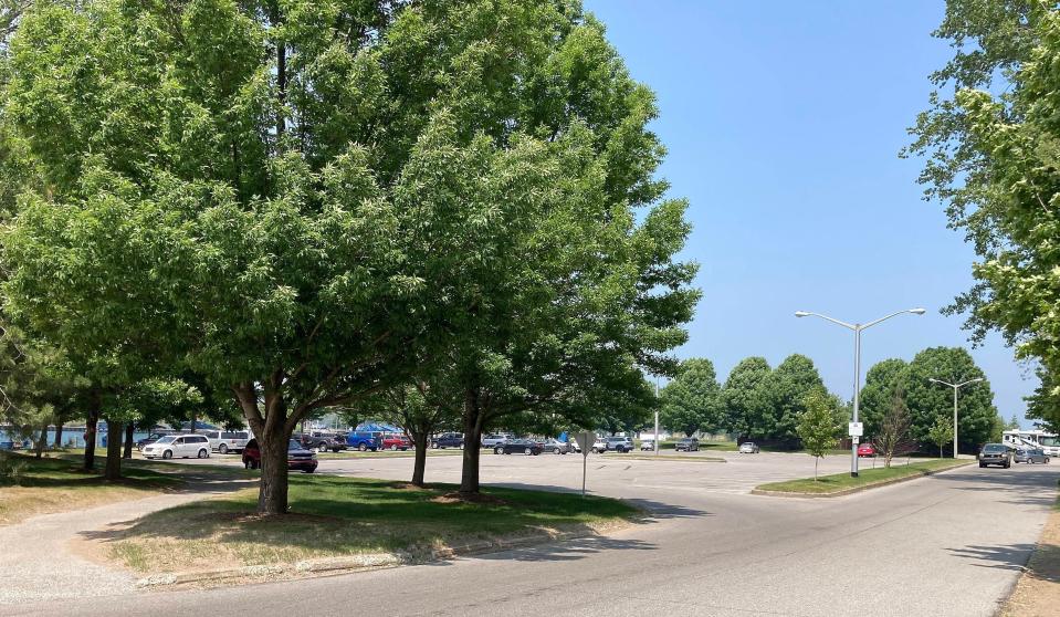 A woman was shot around 2 a.m. on Saturday, in the area of this parking lot near Lampe Campground at the foot of the Port Access Road in Erie, police said. Another woman was charged with aggravated assault and other offenses.