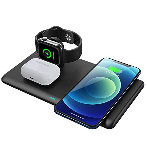 Hosaud 3 in 1 Fast Qi Wireless Charging Station for iPhone, AirPods, More