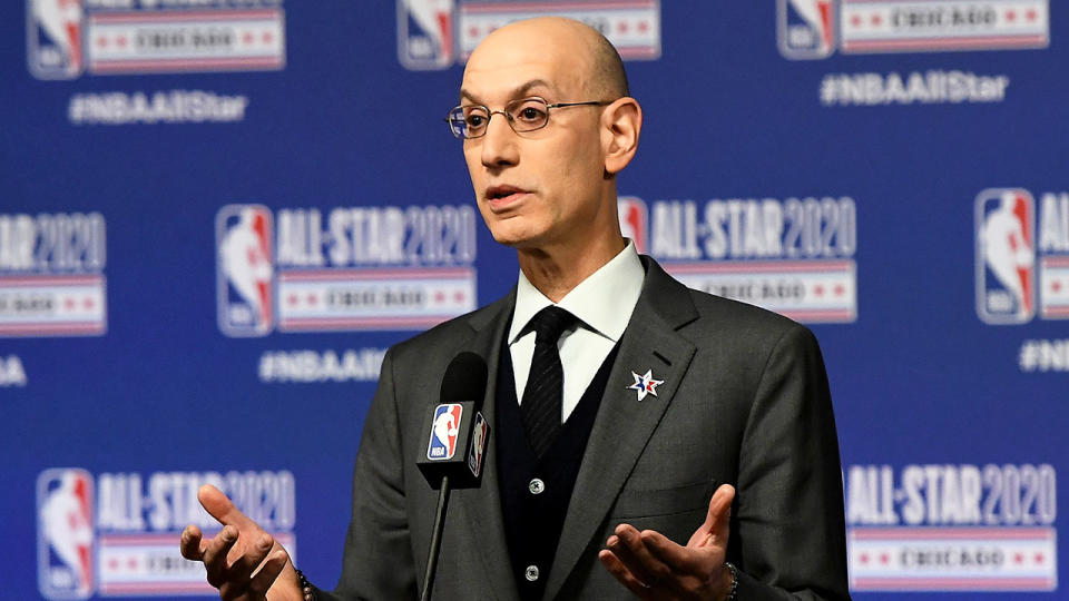 Seen here, NBA Commissioner Adam Silver is facing a bleak financial situation over COVID-19.