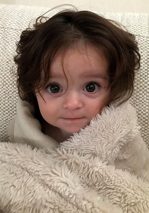Alexis has a full head of hair at just 6 months old! Photo: Caters
