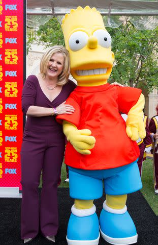 <p>Alison Buck/FilmMagic</p> Nancy Cartwright and "Bartman" character sculpture on May 8, 2015 in Los Angeles, California.