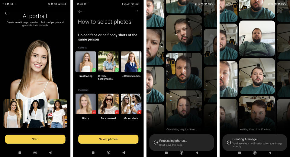 Xiaomi 14 AI Portrait generation screenshots setup