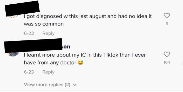 Comments from the TikTok page