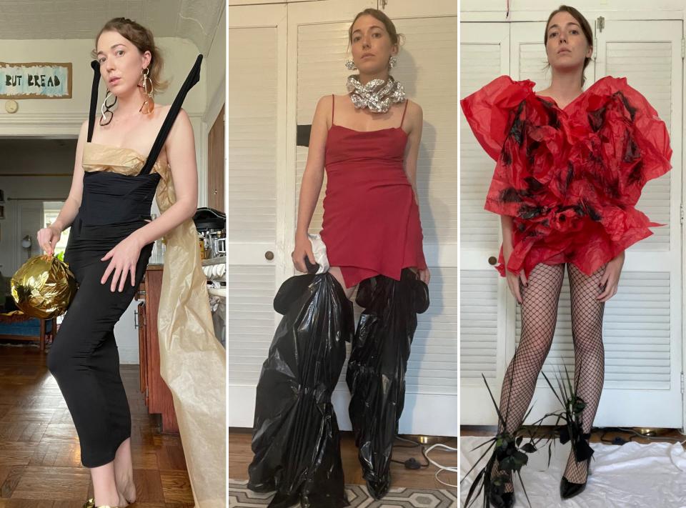 Angelica Hicks wearing an assortment of looks inspired by luxury fashion.