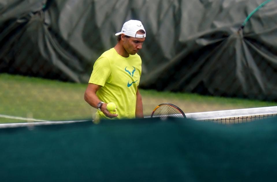 Rafael Nadal practiced at Wimbledon (Adam Davy/PA) (PA Wire)