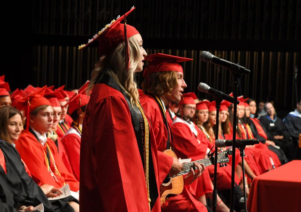 Edgewood Junior/Senior High School has a 100% graduation rate, according to data from US News. Pictured is their 2019 commencement ceremony at the Maxwell C. King Center for the Performing Arts at Eastern Florida State College's Melbourne campus.