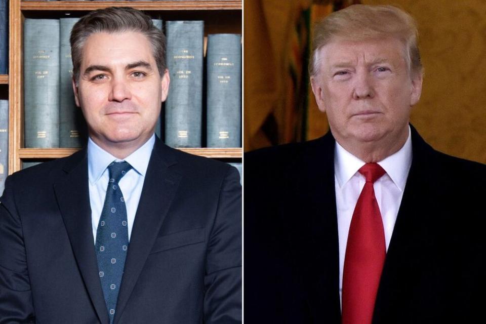 Jim Acosta (left) and President Donald Trump | Roger Askew/The Oxford Union/Shutterstock ; Olivier Douliery-Pool/Getty Images