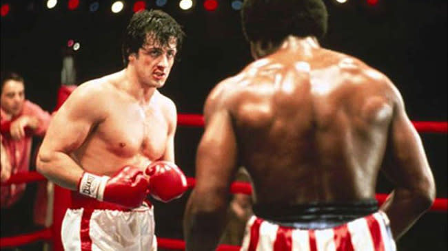 <p> <strong>The fight:</strong> THE sporting underdog story: the little-known Italian Stallion's climactic bout with arrogant heavyweight champion Apollo Creed. </p> <p> <strong>Killer move:</strong> Rocky's sheer stamina. Having already taken a severe beating, Creed knocks him to the floor and throws his hands up in celebration. But his incredulous look is priceless as Rocky struggles back up to his feet... </p>