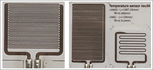 Inkjet-printed humidity and temperature sensors using PV Nano Cell Sicrys™ I50TM-119 silver ink. Printed by TUC.