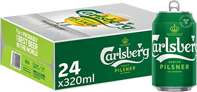 CARLSBERG Danish Pilsner Beer Can, 24 x 320ml. (Photo: Amazon SG)