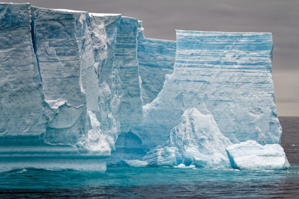 An iceberg floating in Antarctica.