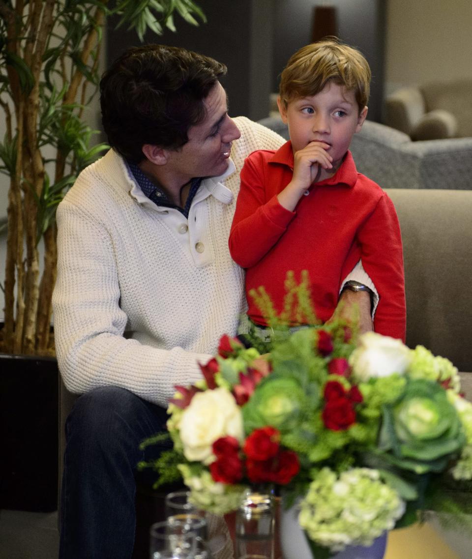 Justin Trudeau and his youngest son Hadrien